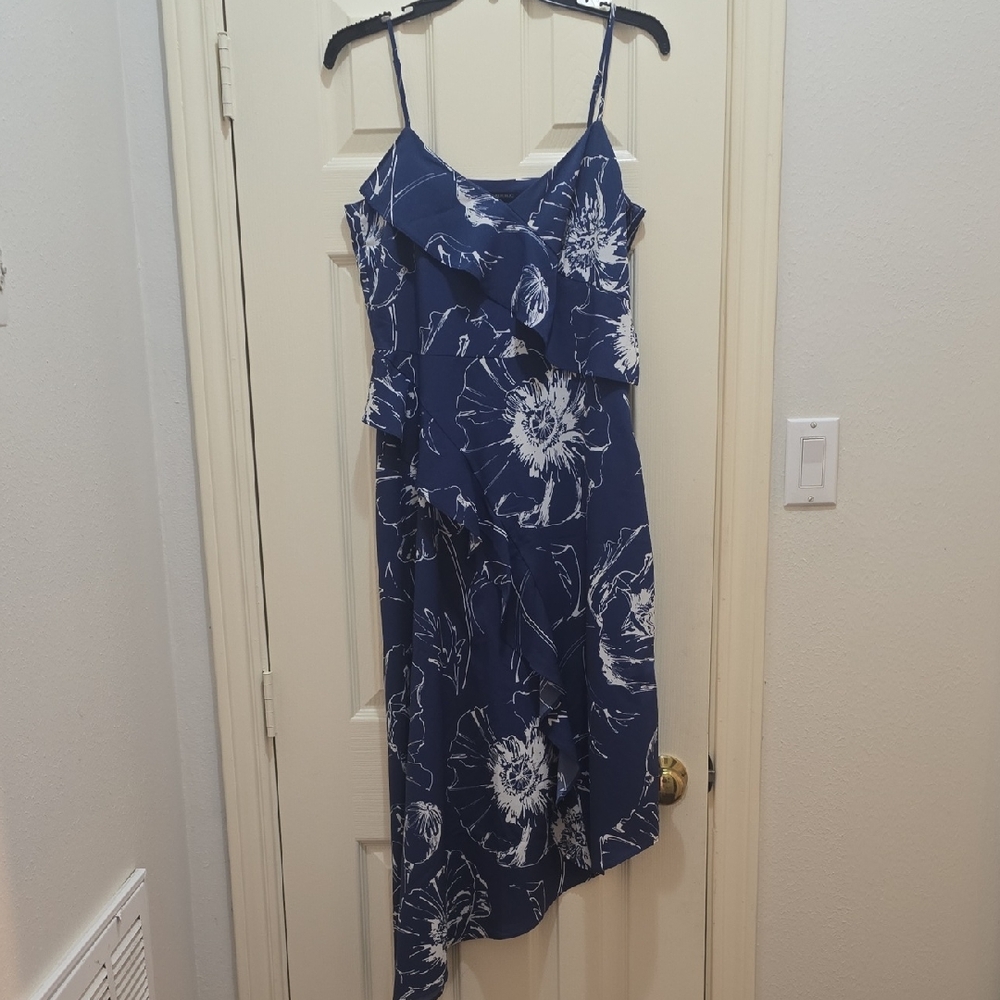 Banana Republic Navy Asymmetrical Floral Dress